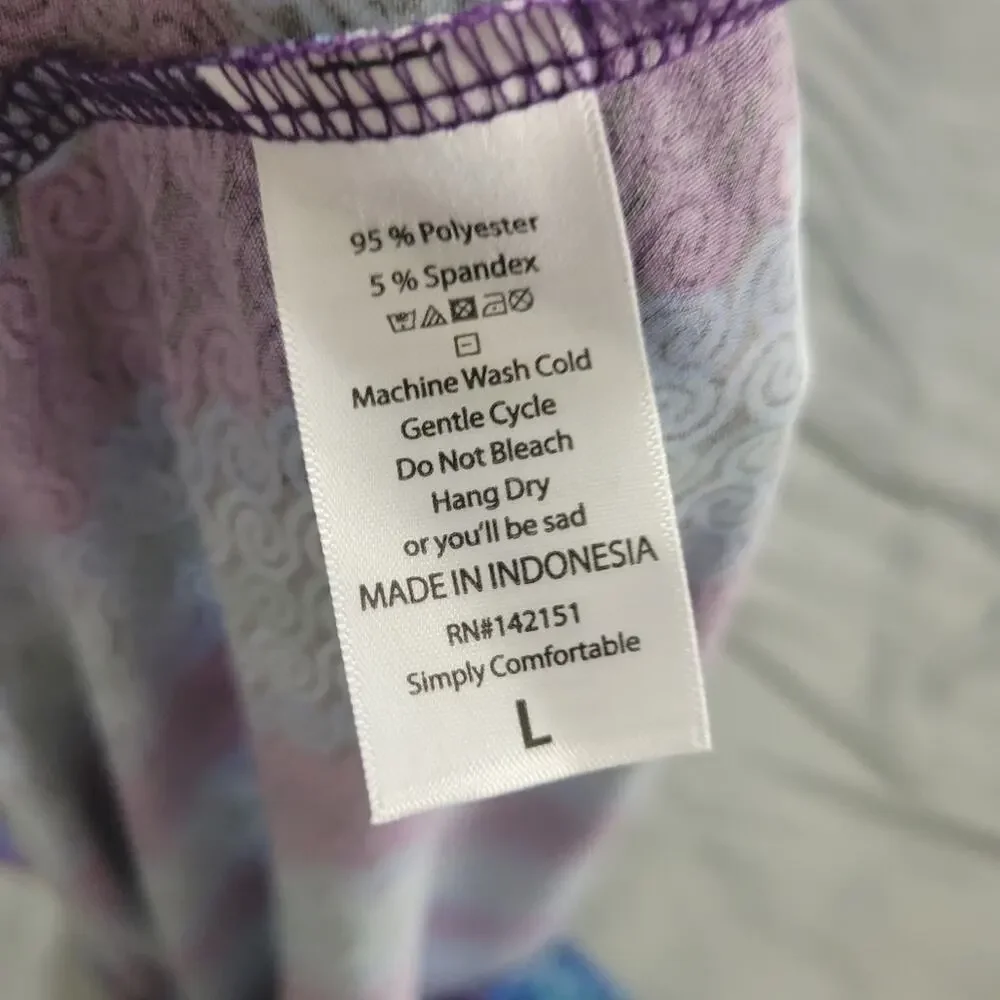 LULAROE Skirt Womens Large Blue Purple Striped‎ Comfort Strech Pull On Geometric